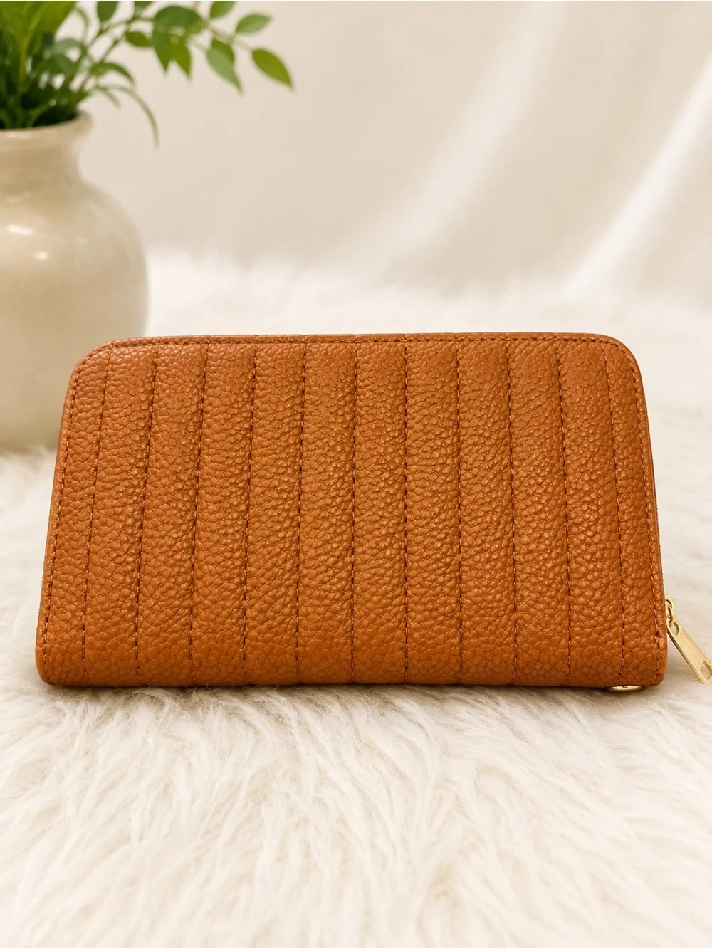 NWT WEIYI Brown Vegan Leather Handbag & Wallet Set